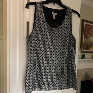 Talbots Black & White Patterned Sleeveless Tank